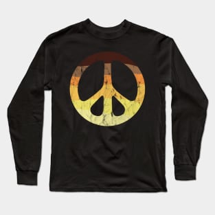 Washed and Worn Peace Sign With 70s Stripes Long Sleeve T-Shirt